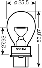 3156, Автолампа 12v 27w (бесцокольная,(W2.5*16d Р27) OSRAM O-3156, OSRAM