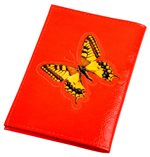 P(L)-5t-red, Обложка для паспорта shik "бабочка", кожа наплак люкс, цв.красный, P(L)-5t-red, АКСЕССУАРЫ
